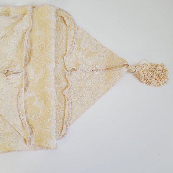 Table Runner Tassels Elegant Beige Leaf Laurel Pattern Table Scape 70"x12.5" - Picture 5 of 6